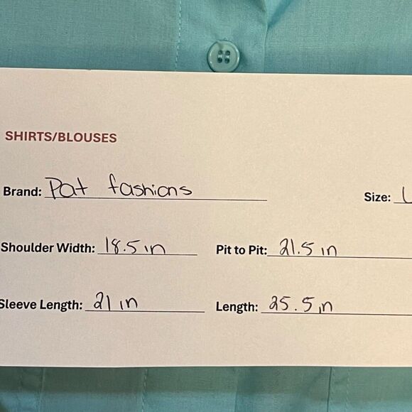 Pat Fashions INC Button Up Shirt Women's Large Blue Pockets VTG Academia Preppy - Picture 9 of 9